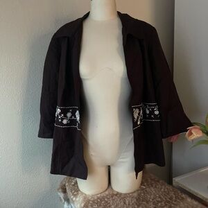 Coldwater Creek Black and White Embroidered Blazer